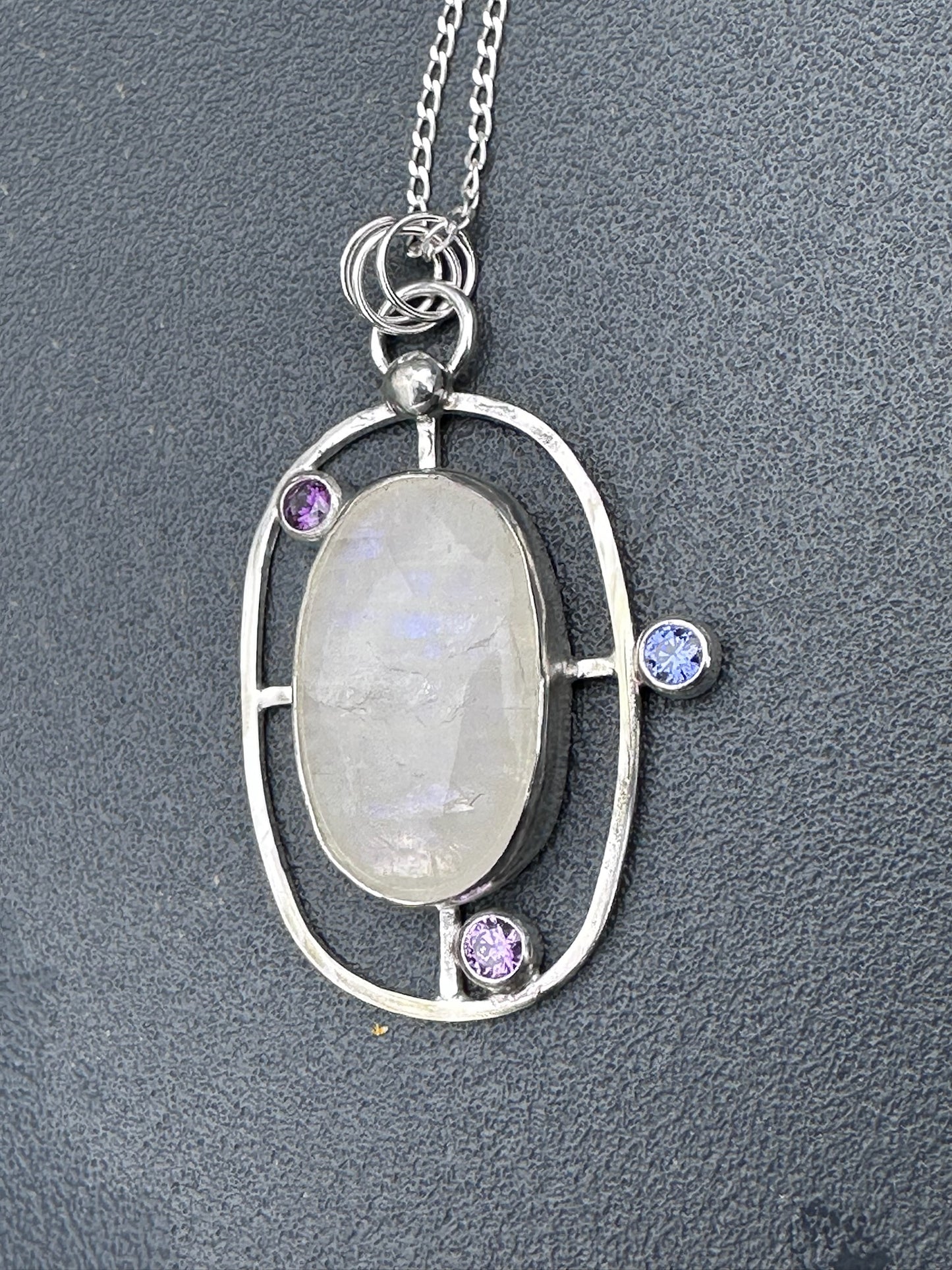 Moonstone Geometric Pendant Necklace