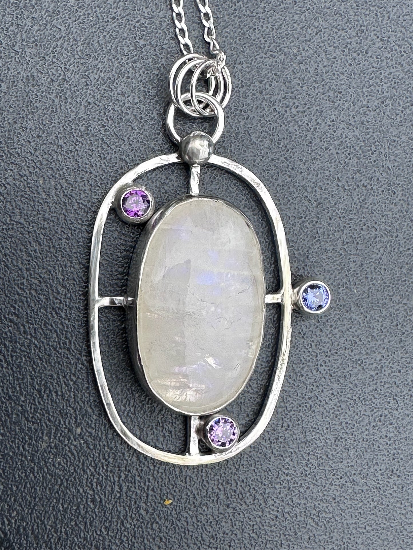 Moonstone Geometric Pendant Necklace