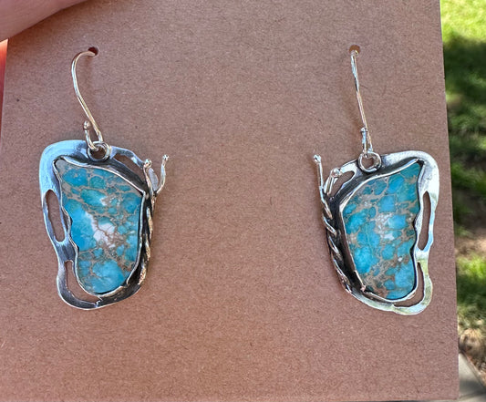🦋 Butterfly Silhouette Earrings – Sediment Stone with Sculpted Sterling Silver (1094)