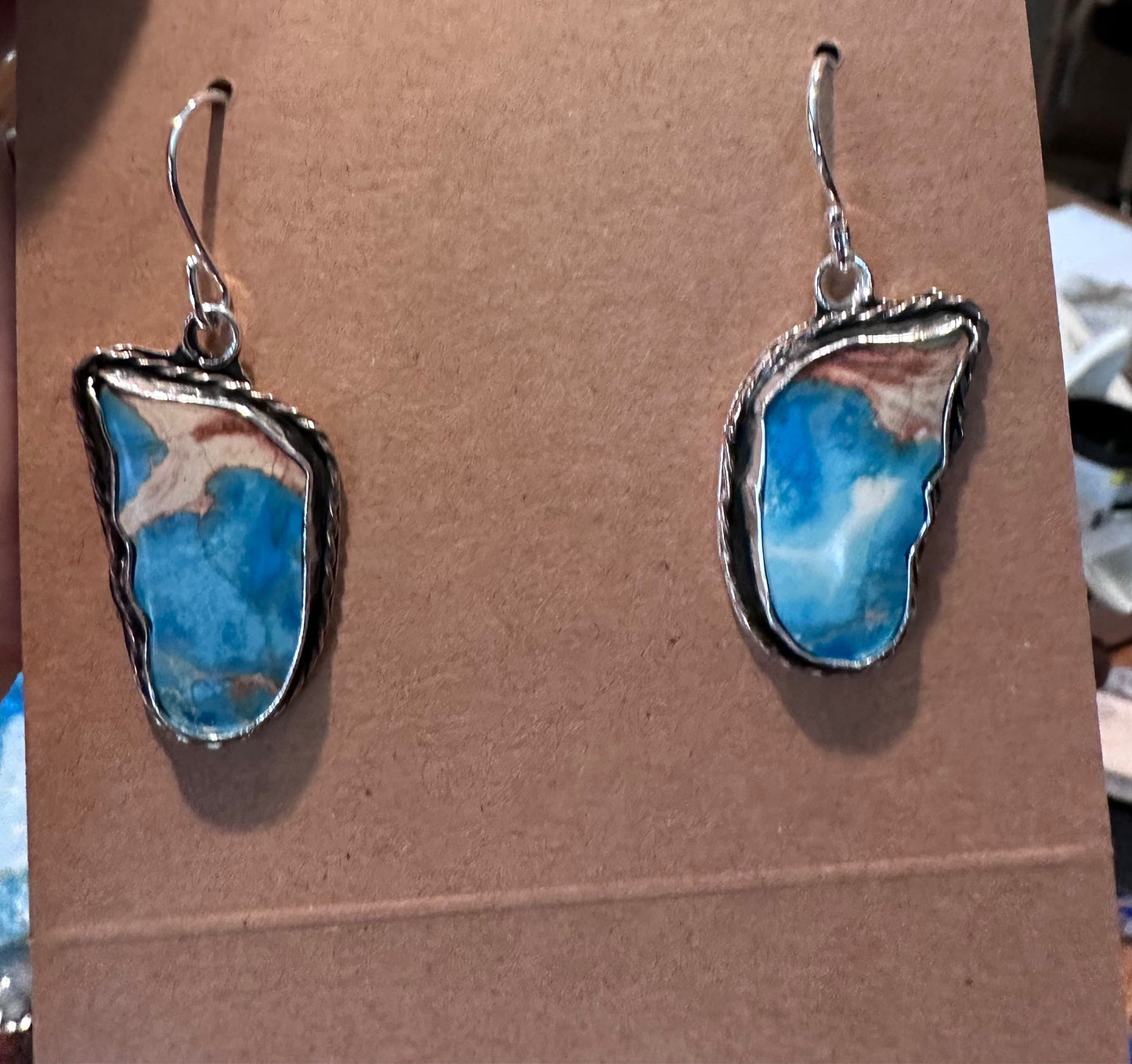 🦋 Butterfly Earrings – Sediment Stone with Twisted Sterling Silver (1096)