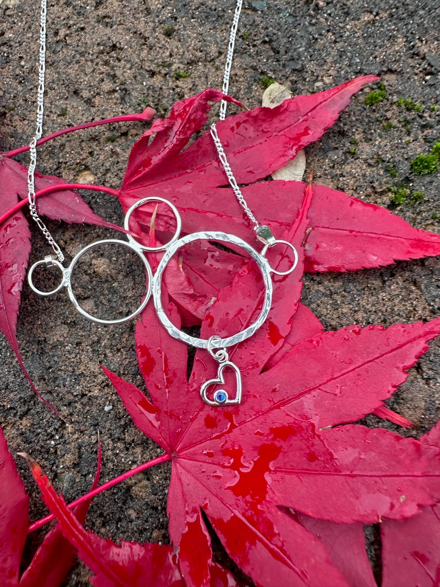 Sterling Silver Simple Circle and Heart Necklace