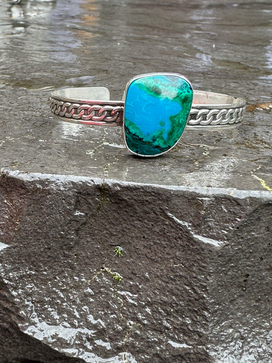 Chrysocolla Sterling Silver Bracelet